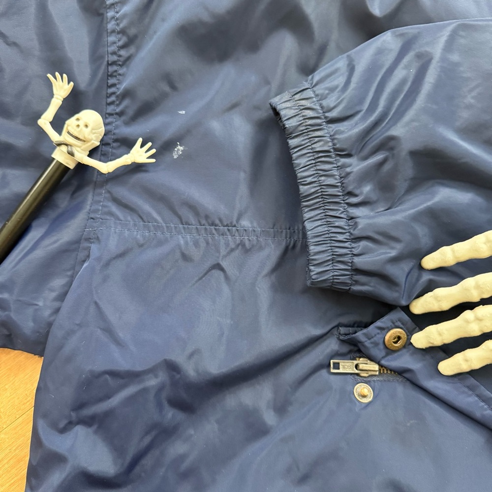 💀 SOLD 💀 Vintage 90s Hooded Anorak Nylon Windbreaker Jacket Blue & Yellow Gap M - Picture 9 of 10